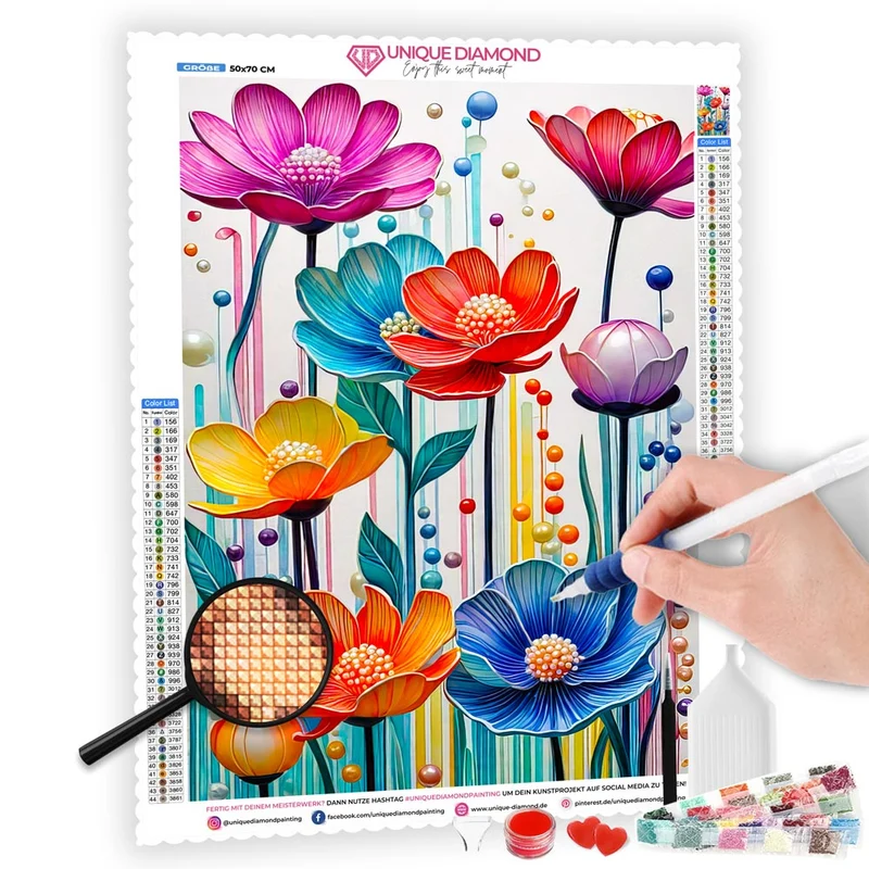 5D Diamond Painting – Farbige Blumen