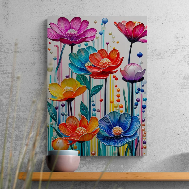 5D Diamond Painting – Farbige Blumen