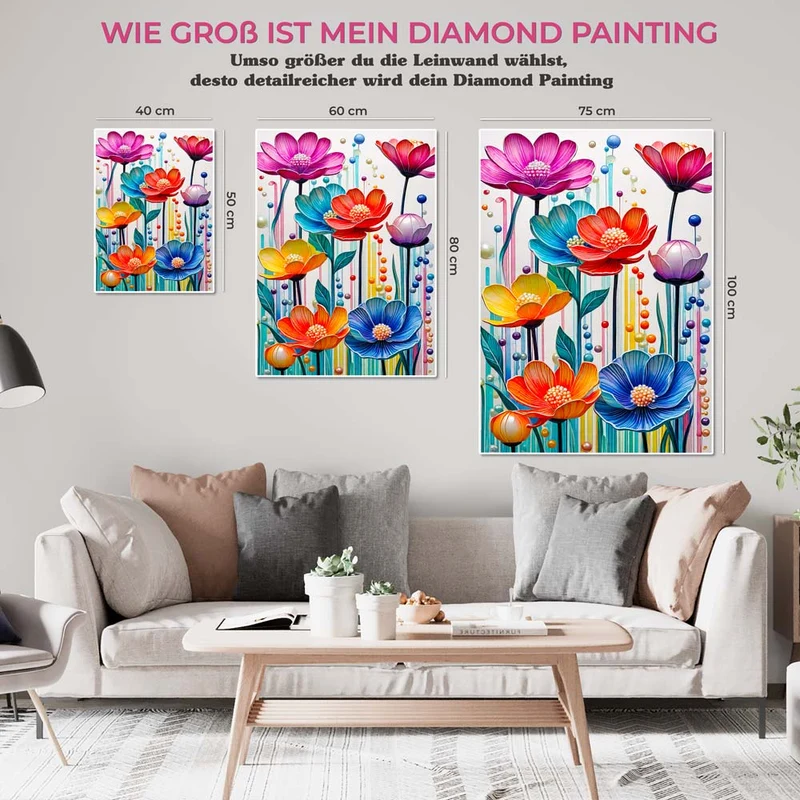 5D Diamond Painting – Farbige Blumen