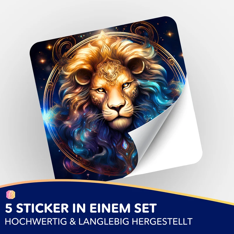 Aufkleber 5er-Set - Sternzeichen Löwe "Limited Edition"