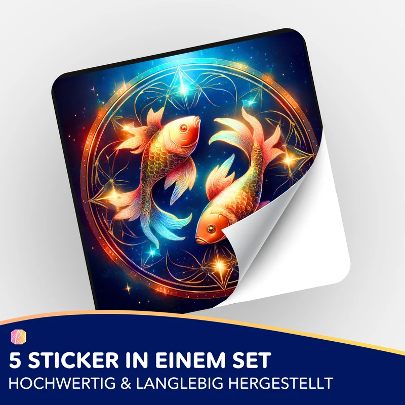 Aufkleber 5er-Set - Sternzeichen Fisch "Limited Edition"