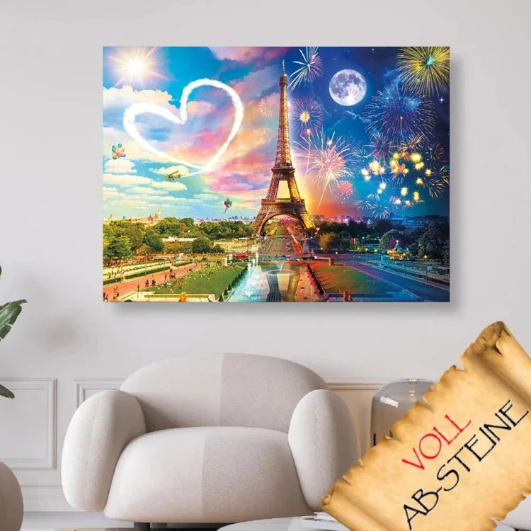 Eiffelturm bei Tag und Nacht - Voll AB 5D DIY Diamond Painting