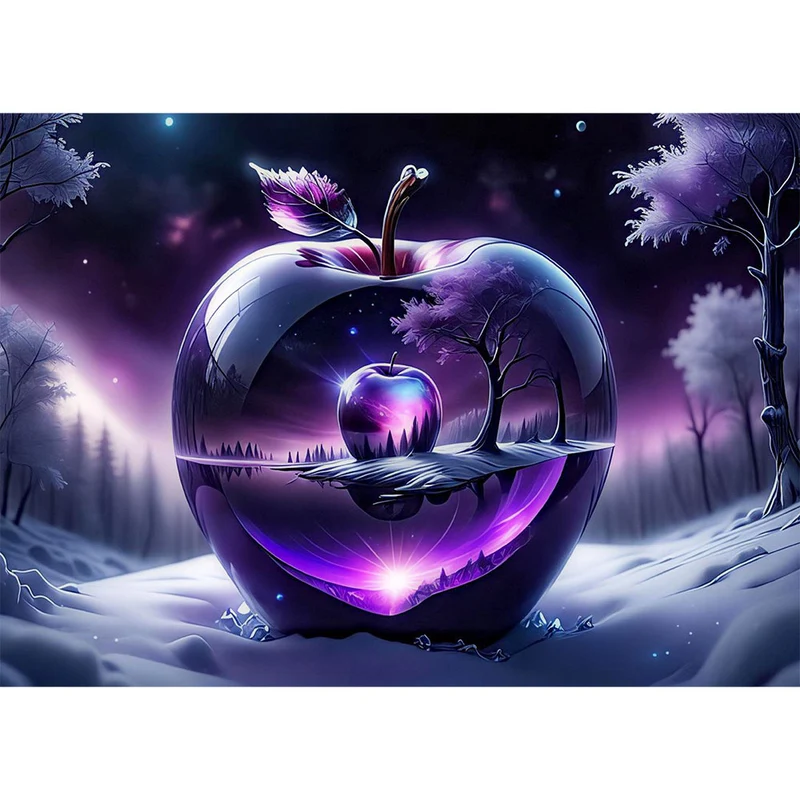 5D Diamond Painting – Purple Landscape With Apple