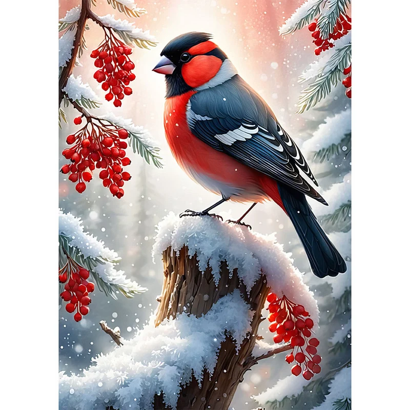 5D Diamond Painting – Gimpel im Winter
