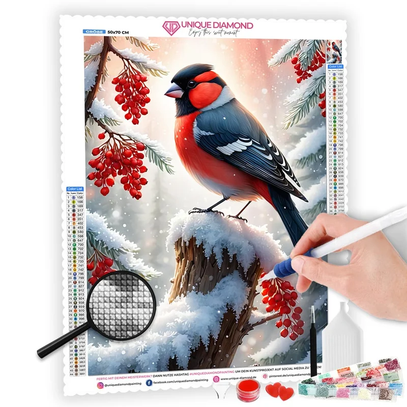 5D Diamond Painting – Gimpel im Winter