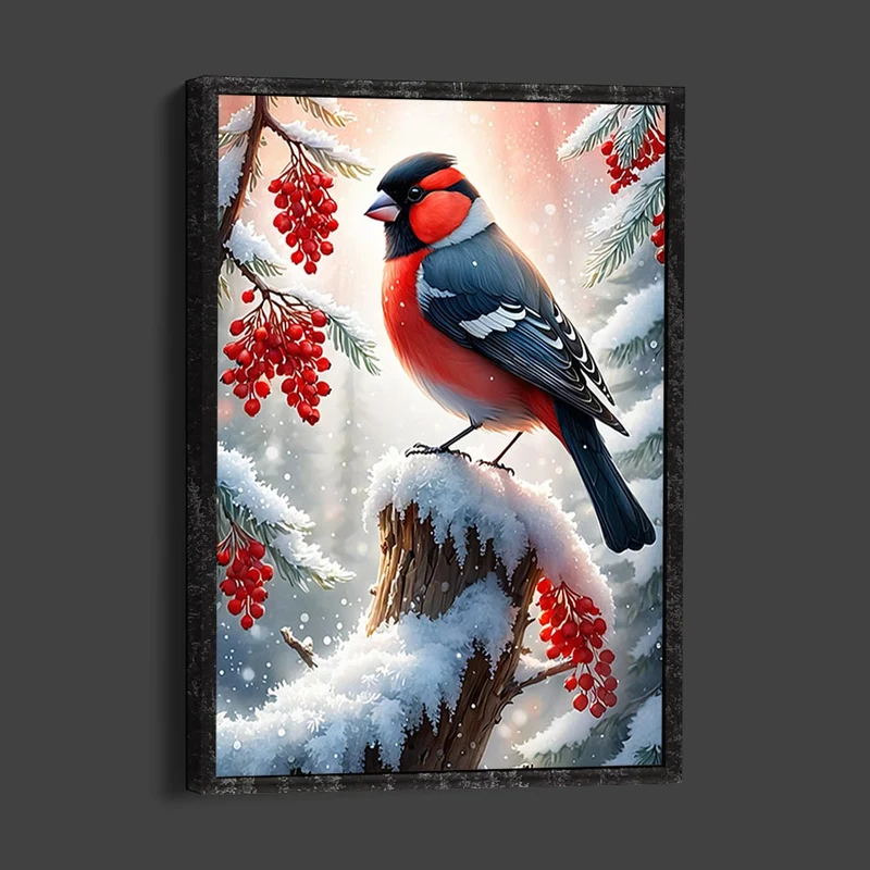 5D Diamond Painting – Gimpel im Winter