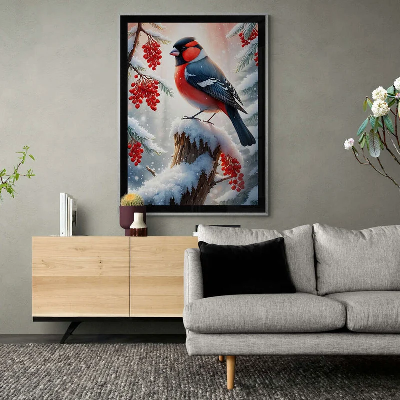 5D Diamond Painting – Gimpel im Winter
