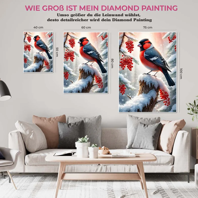 5D Diamond Painting – Gimpel im Winter