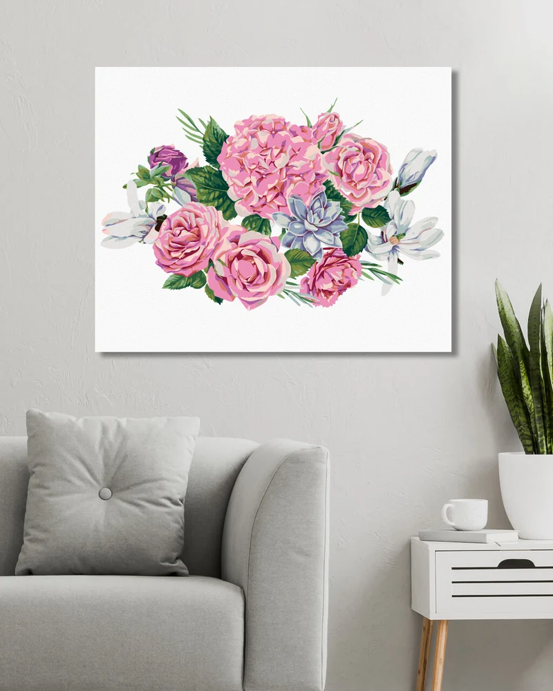 Diamond painting - STRAUSS AUS MAGNOLIEN, HORTENSIEN UND NELKEN