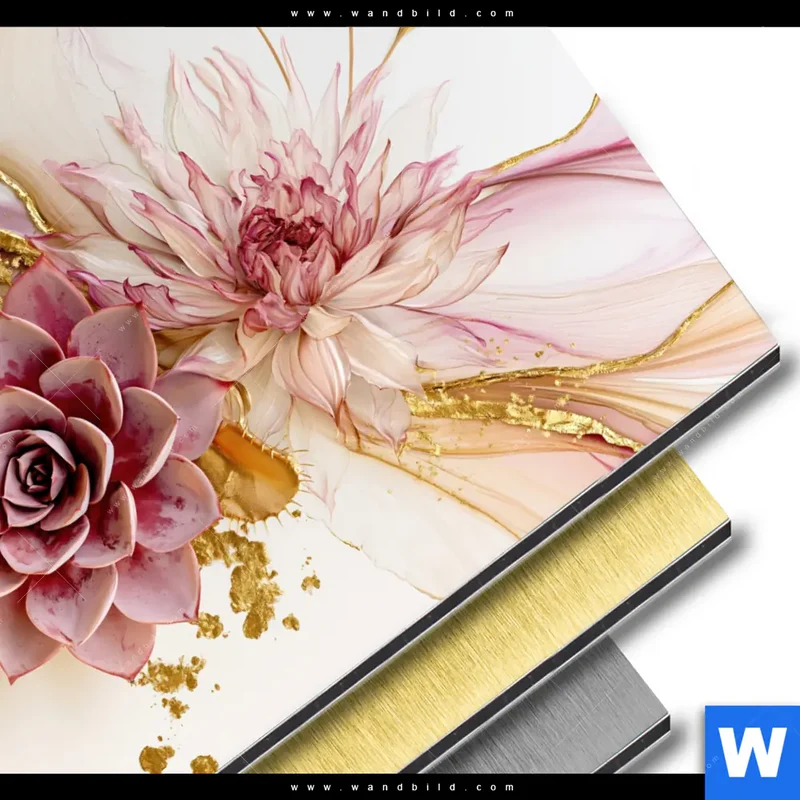 Aluminiumbild gebürstet | Florale Harmonie | Rund