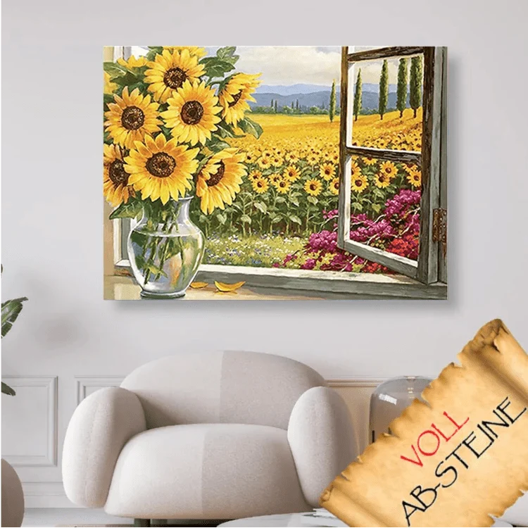 Das Sonnenblumenfeld - Voll AB 5D DIY Diamond Painting