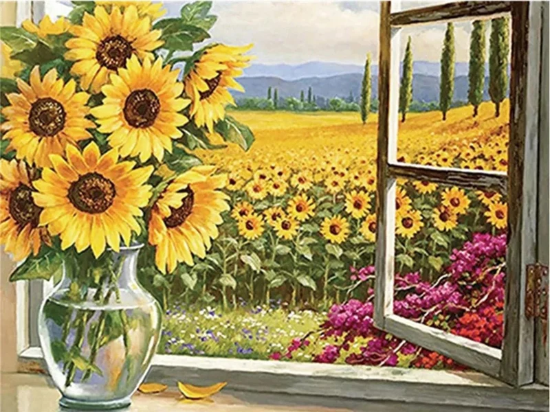 Das Sonnenblumenfeld - Voll AB 5D DIY Diamond Painting