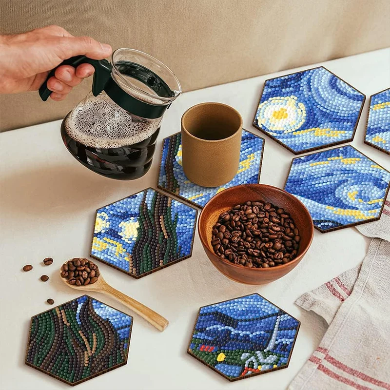 5D Diamond Painting Untersetzer Van Gogh Sternennacht