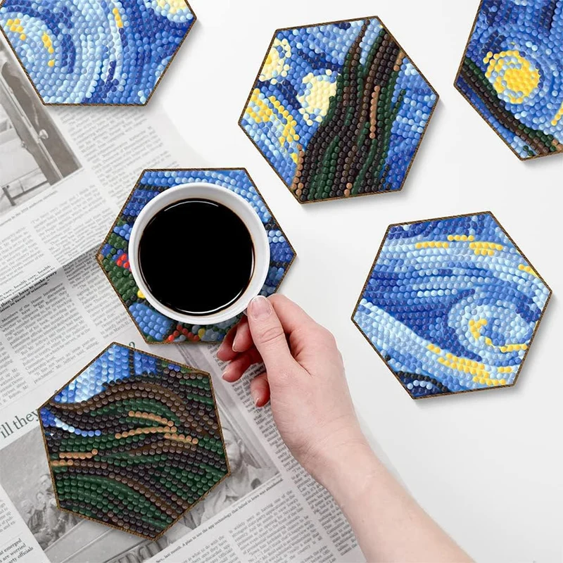 5D Diamond Painting Untersetzer Van Gogh Sternennacht