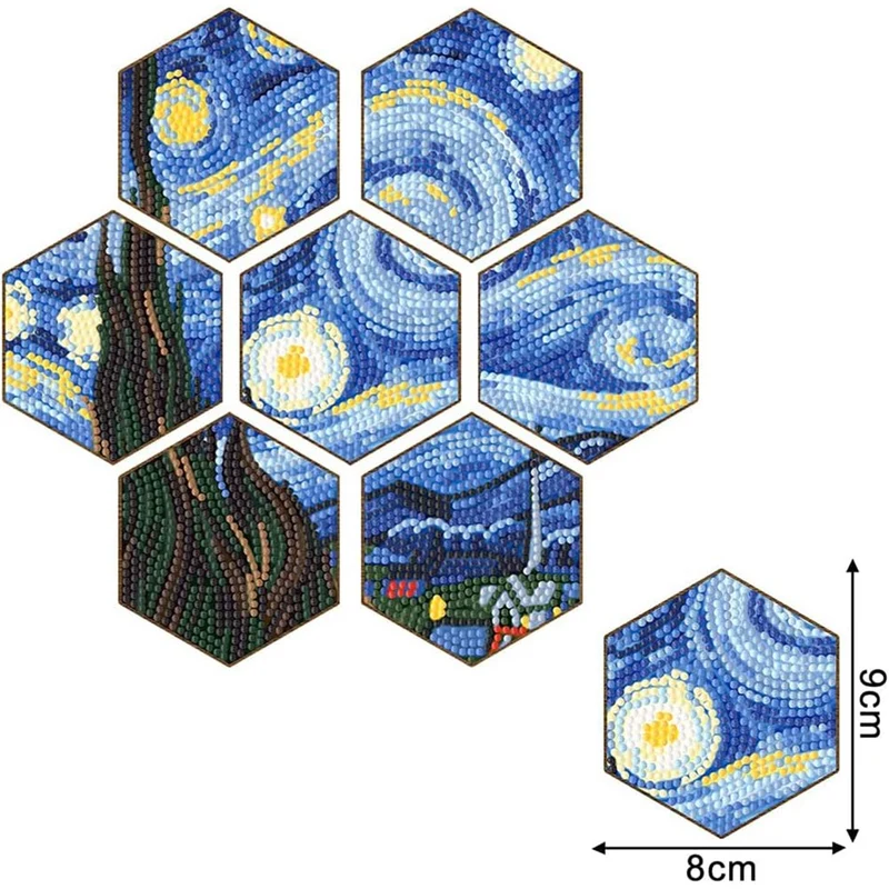 5D Diamond Painting Untersetzer Van Gogh Sternennacht