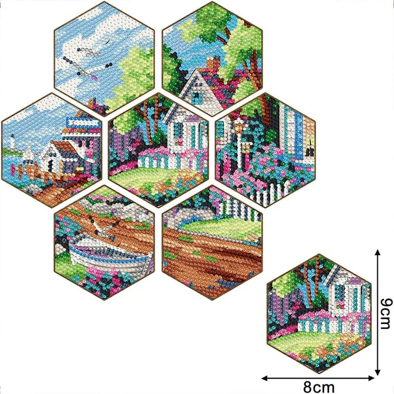 5D Diamond Painting Untersetzer Dorf