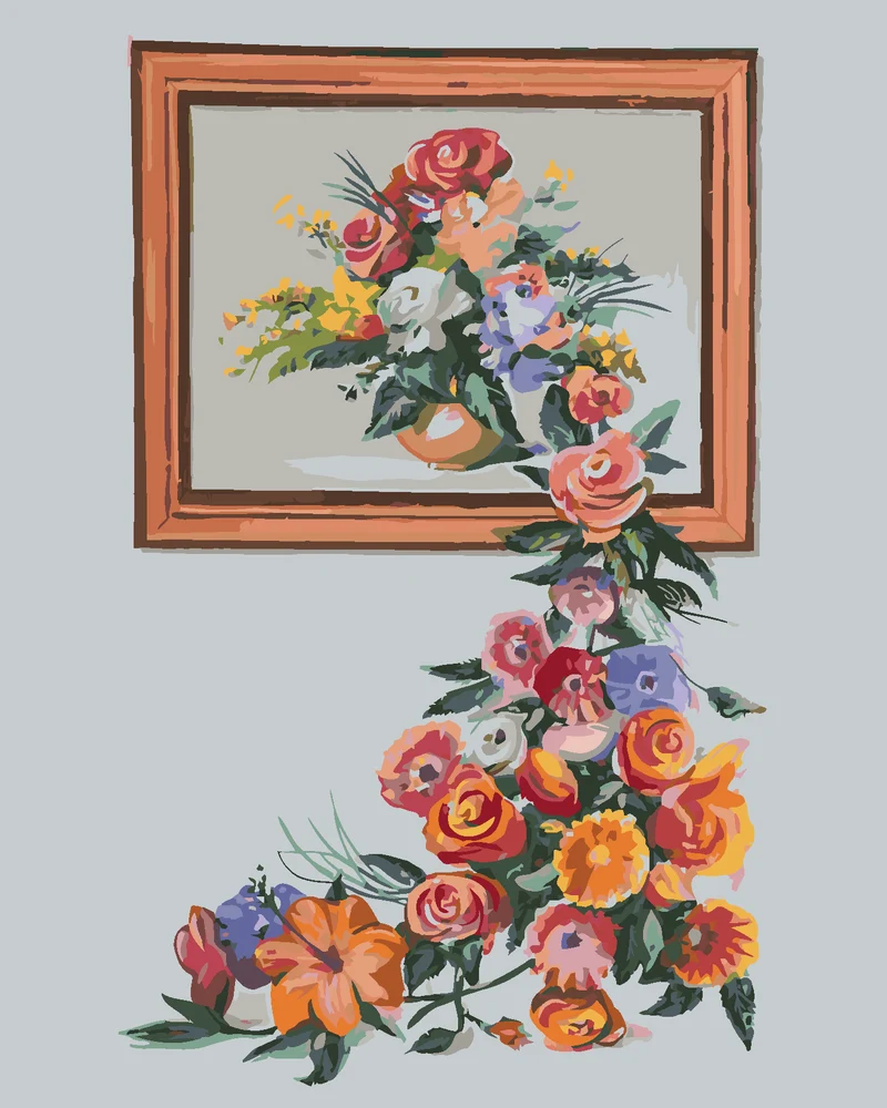 Diamond painting - BLUMEN UND EIN GEMÄLDE (D. RUSTY RUST)