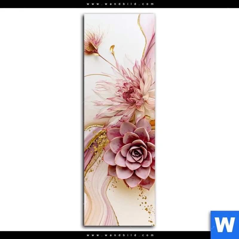 Aluminiumbild gebürstet | Florale Harmonie | Schmal