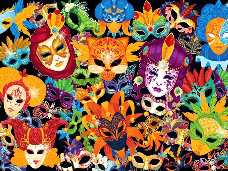 Bunte Masken - Voll AB 5D DIY Diamond Painting