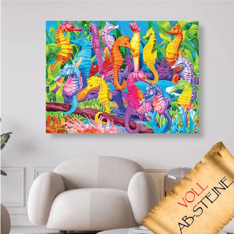 Bunte fröhliche Seepferdchen - Voll AB 5D DIY Diamond Painting