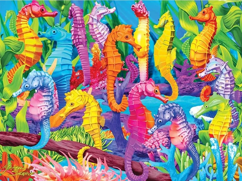 Bunte fröhliche Seepferdchen - Voll AB 5D DIY Diamond Painting