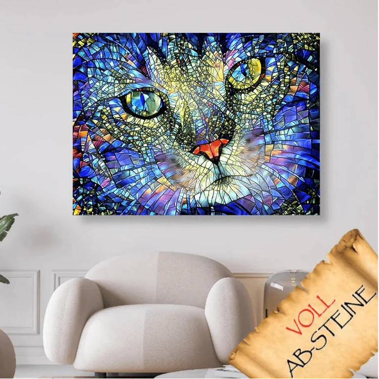 Abstraktes Katzengesicht - Voll AB 5D DIY Diamond Painting