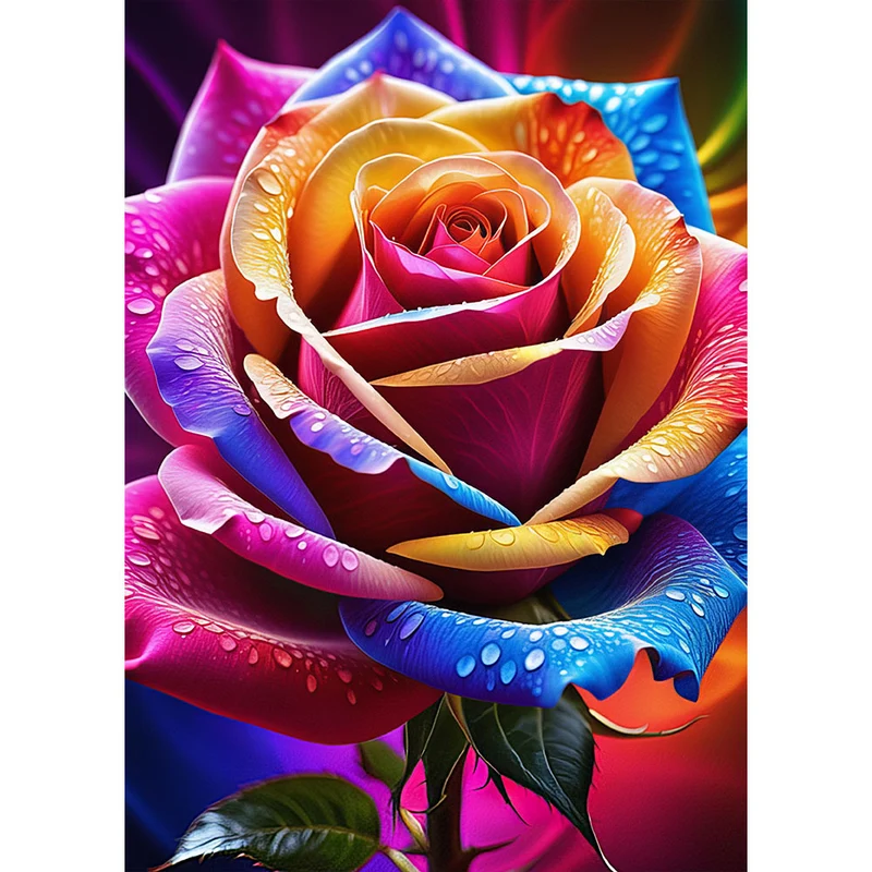 5D Diamond Painting – Rainbow Rose