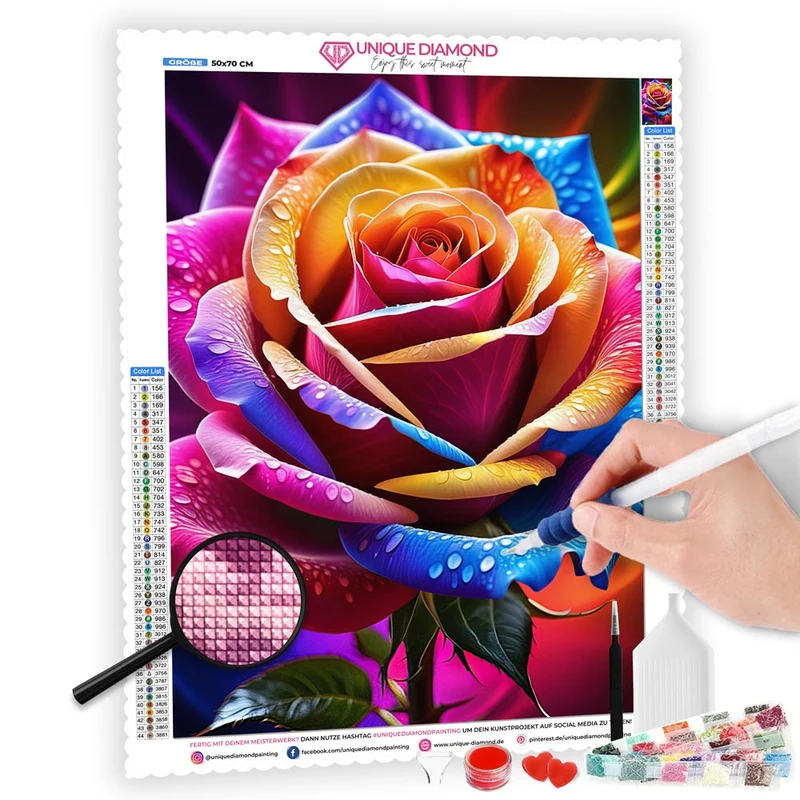 5D Diamond Painting – Rainbow Rose