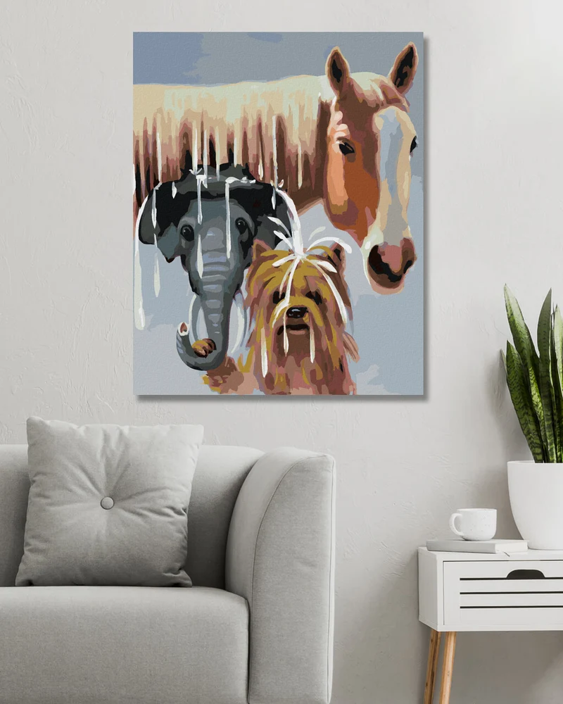 Diamond painting - PFERD, ELEFANT UND HUND (D. RUSTY RUST)