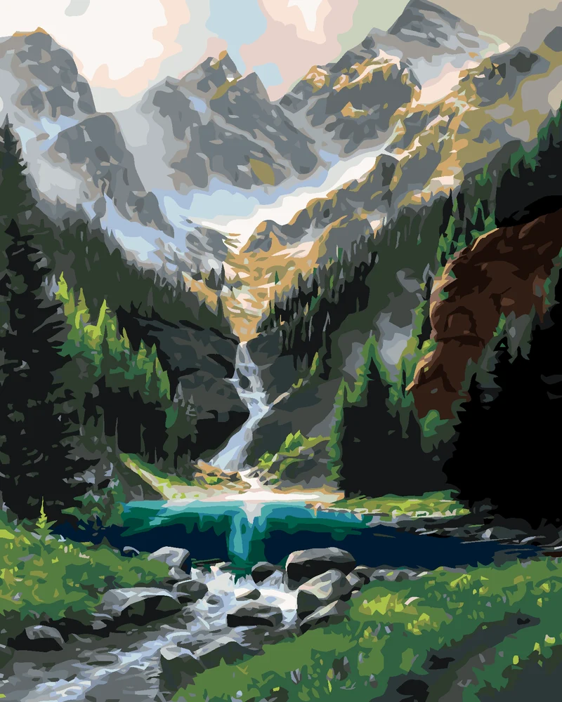 Diamond painting - RUHIGER ORT IN DEN BERGEN