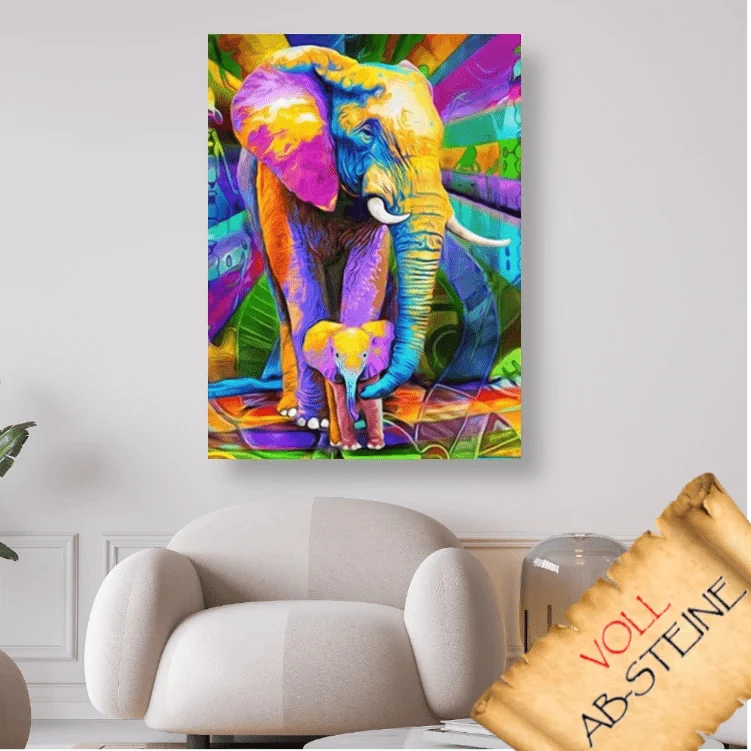 Abstrakter Elefant - Voll AB 5D DIY Diamond Painting