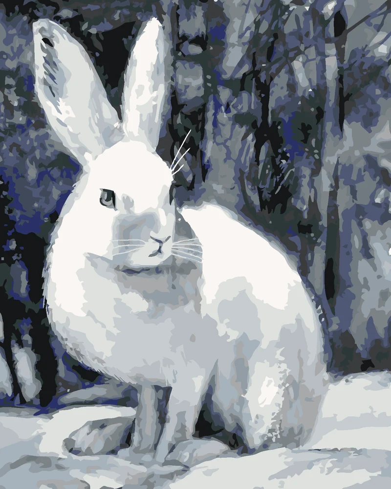 Diamond painting - KANINCHEN IM WALD IM WINTER