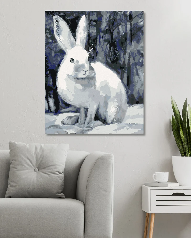 Diamond painting - KANINCHEN IM WALD IM WINTER
