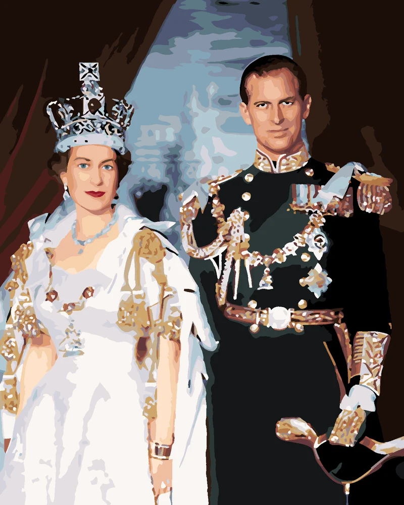 Diamond painting - KÖNIGIN ELIZABETH II. UND PRINZ PHILIP NACH DER KRÖNUNG