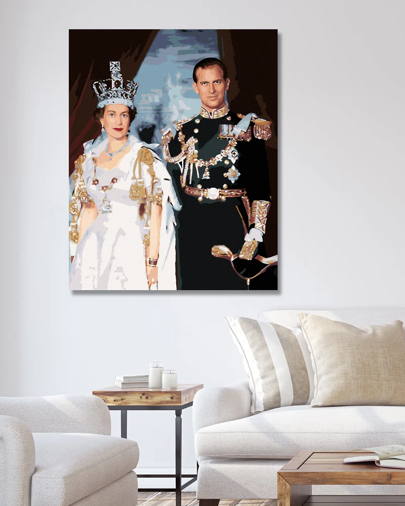 Diamond painting - KÖNIGIN ELIZABETH II. UND PRINZ PHILIP NACH DER KRÖNUNG