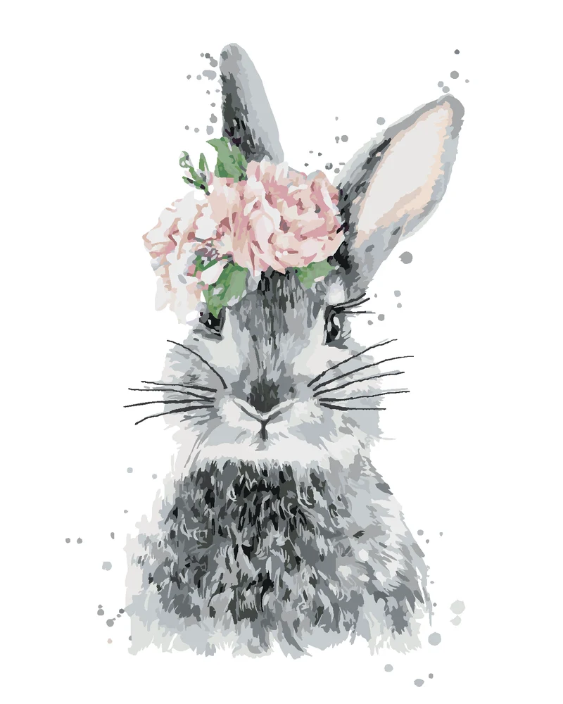 Diamond painting - KANINCHEN MIT BLUMENCHEN