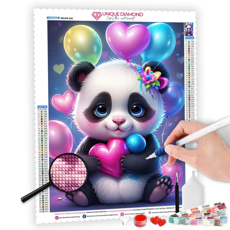 5D Diamond Painting – Panda With Heart