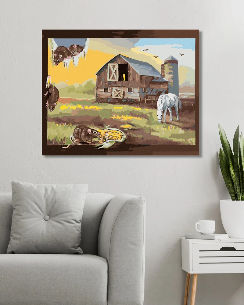 Diamond painting - RATTE AUF DEM BILD EINES BAUERNHOFES UND EIN PFERD (D. RUSTY RUST)