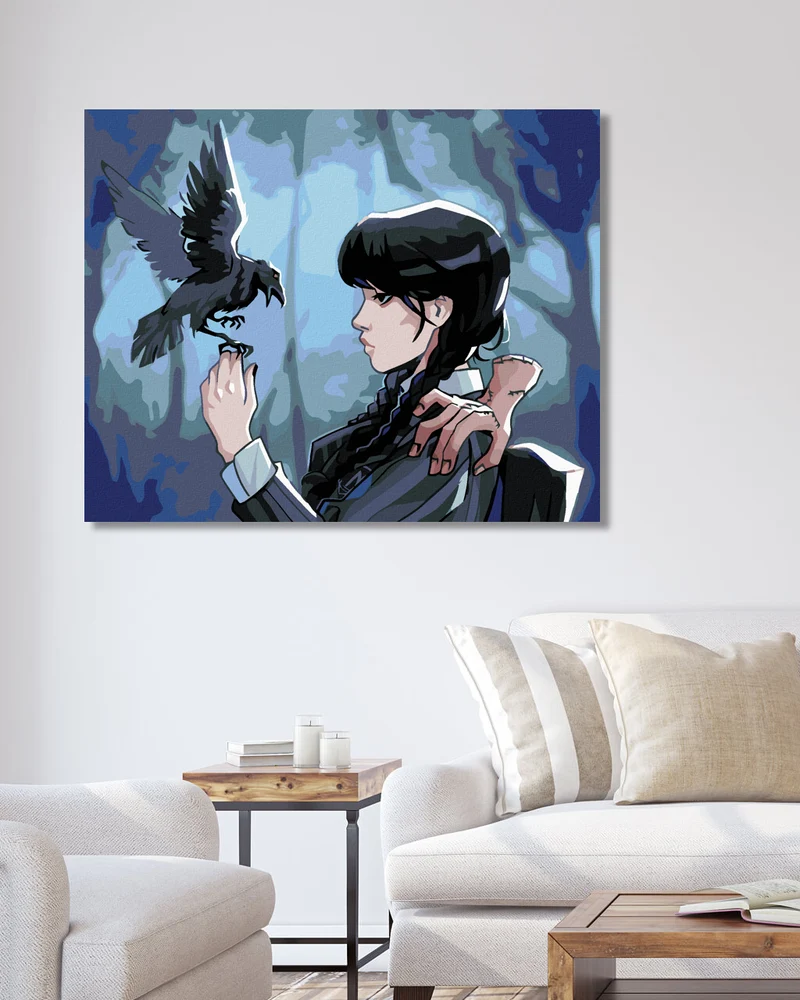 Diamond painting - ZEICHEN WEDNESDAY MIT EINEM RABEN