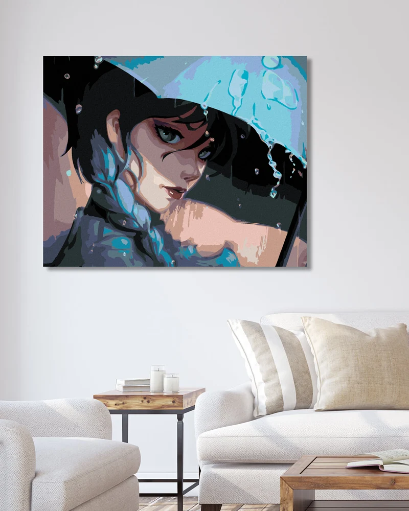 Diamond painting - ZEICHEN- WEDNESDAY UNTER DEM REGENSCHIRM