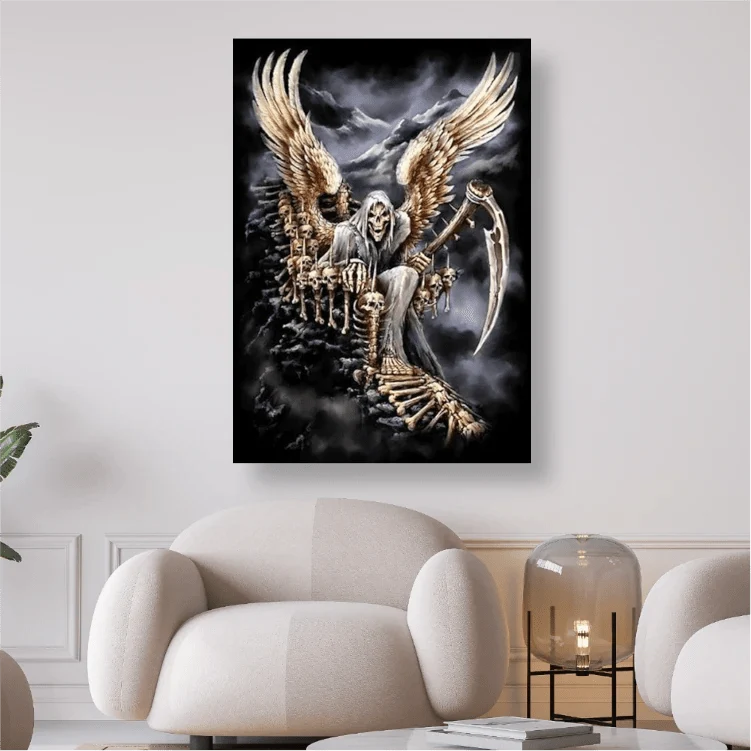 Sensenmann mit Flügel auf Knochentreppe - 5D DIY Diamond Painting