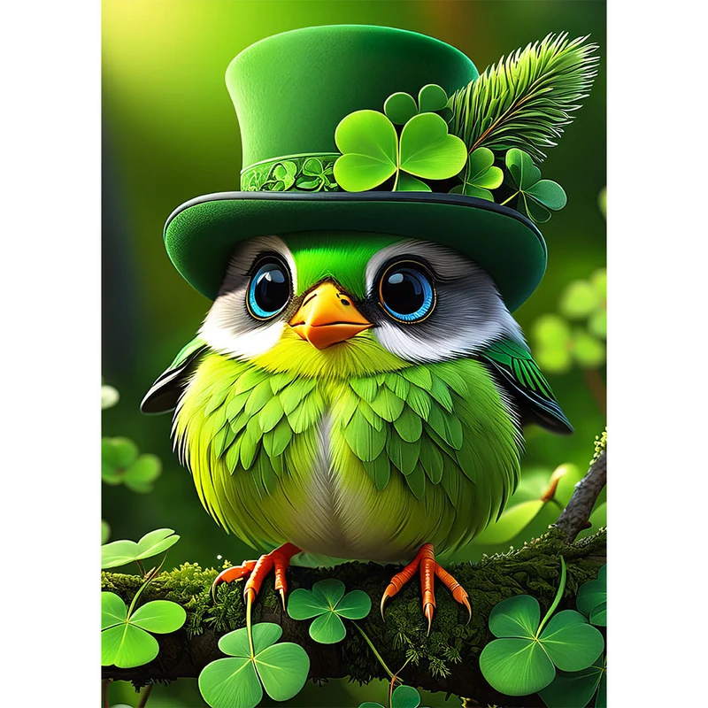 5D Diamond Painting – Green Bird