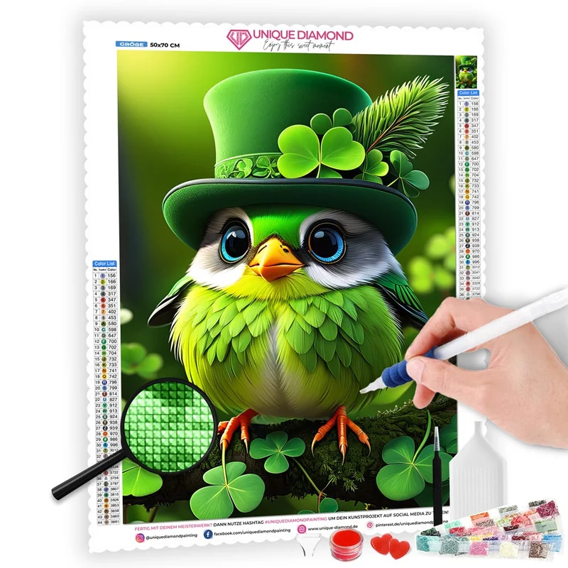 5D Diamond Painting – Green Bird