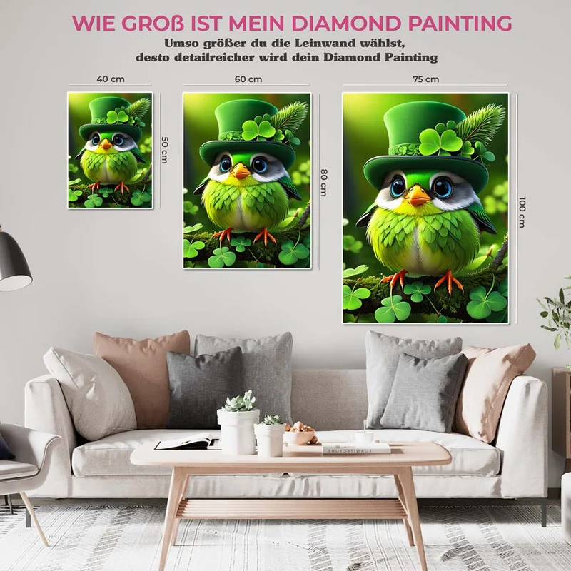 5D Diamond Painting – Green Bird