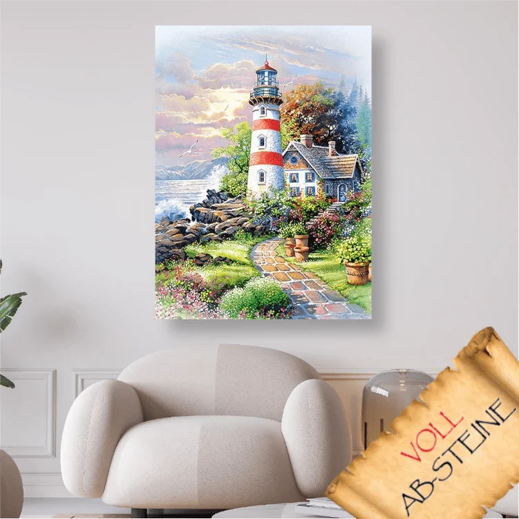 Leuchtturm am Meer - Voll AB 5D DIY Diamond Painting