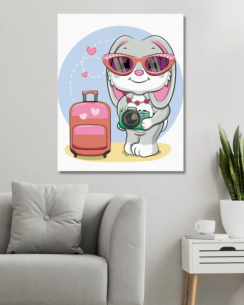 Diamond painting - KANINCHEN MIT KOFFER UND KAMERA