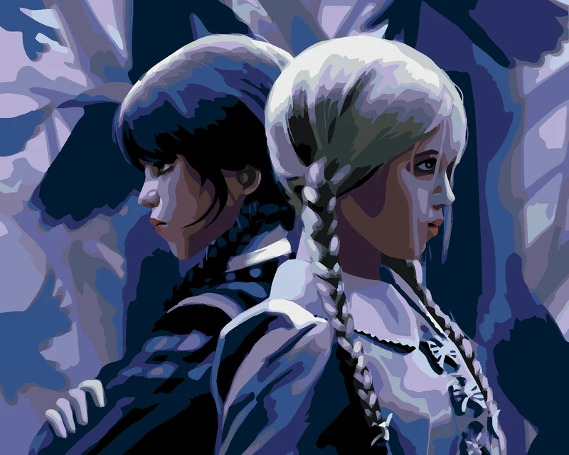 Diamond painting - ZEICHEN WEDNESDAY UND GOODY ADDAMS