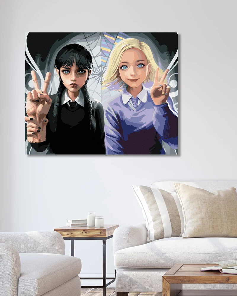 Diamond painting - ZEICHEN WEDNESDAY UND ENID