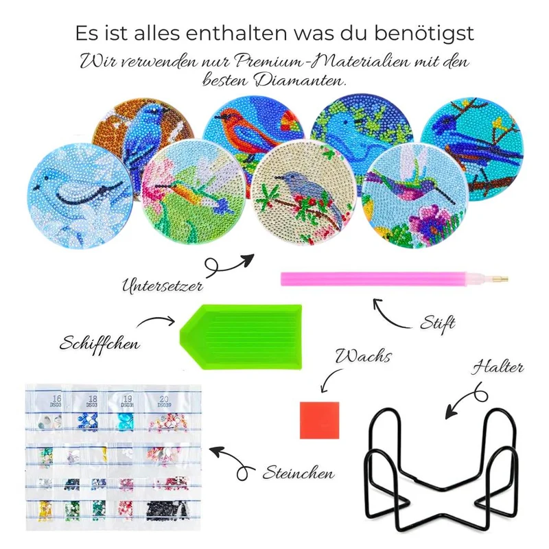 5D Diamond Painting Untersetzer Vögel