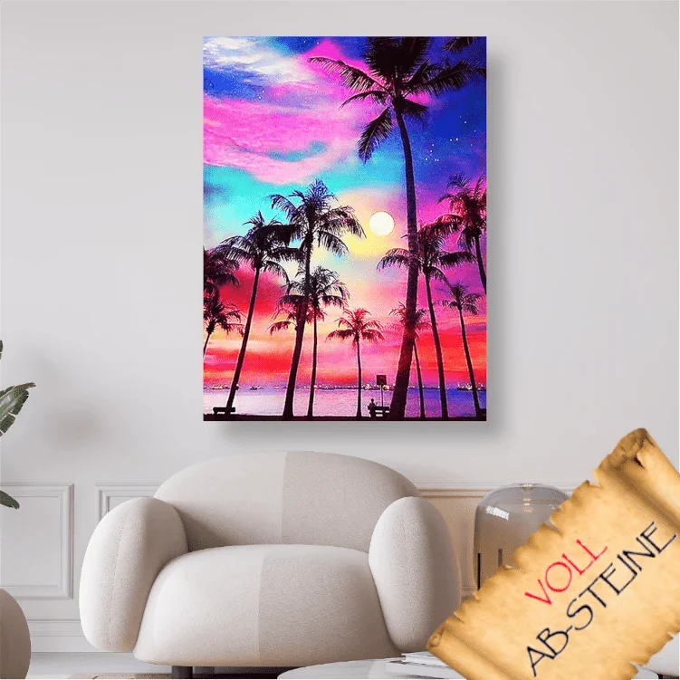 Palmen, Strand und Sonne - Voll AB 5D DIY Diamond Painting